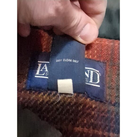 VTG Lands End Flannel Lined Chore Coat Mens L Green Full Zip Work Outdoor - Picture 5 of 10